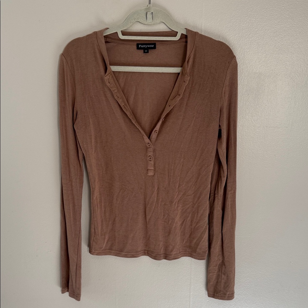 Trendy Brown Long Sleeve Top by